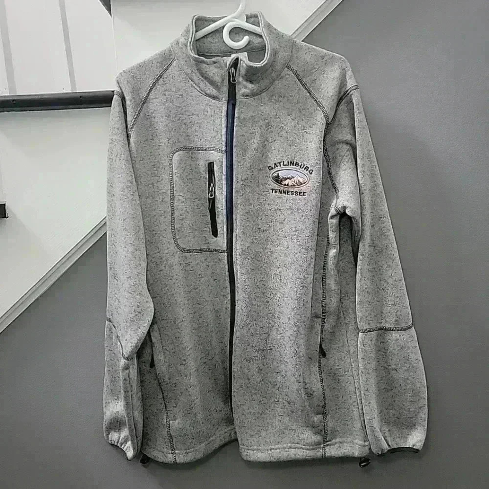 Crazy Apparel Jacket Mens Xl Gray Long Sleeve Full Zip Pockets Gatlinburg Tn